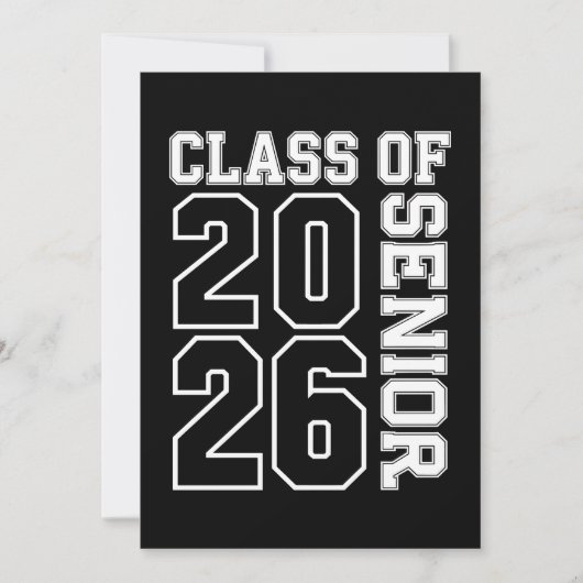 Klas van 2026 Senior zwart-wit afstuderen Kaart (Voorkant)