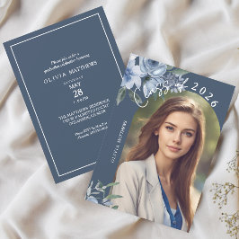 Klas van 2026 Stofblauwe Roos Aangepaste Foto Kaart