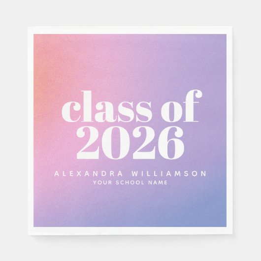 Klas van 2026 Trendy Paarse Gradiënt Aangepaste Af Servet (Voorkant)