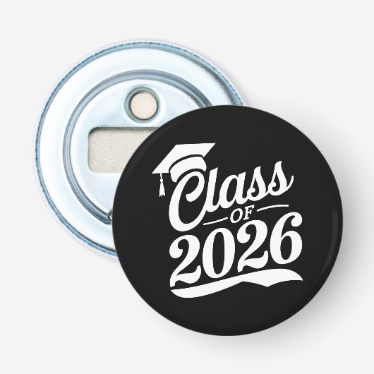 Klas van 2026 Trotse Afgestudeerde Afstuderen Button Flesopener (Voorkant)