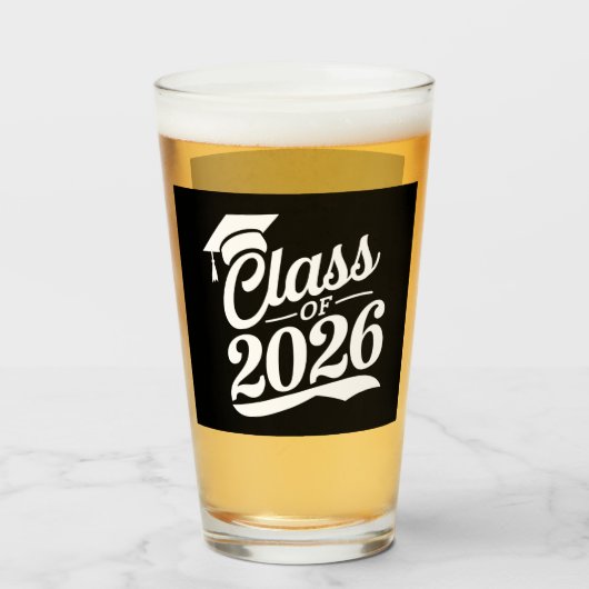 Klas van 2026 Trotse Afgestudeerde Afstuderen Glas (Voorkant gevuld)