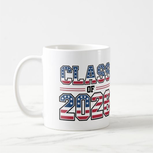 Klas van 2026 USA Vlag Afstuderen Koffiemok (Links)