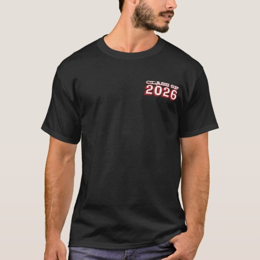 Klas van 2026 Varsity Lettertype Voor- en Achterka T-shirt (Voorkant)