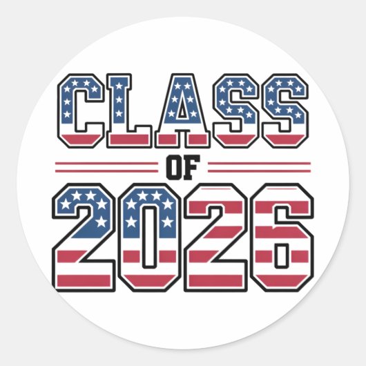 Klas van 2026 VS-vlag afstudeerfeest Ronde Sticker (Voorkant)