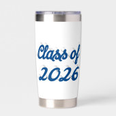 Klas van 2026 zee blauw script afstuderen geïsoleerde drinkbeker (Achterkant)