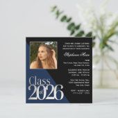 Klas van 2026 Zilveren Grad Blauw met Foto Kaart (Staand voorkant)