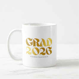 Klas van 2026 Zwart en Goud Typografie Koffiemok