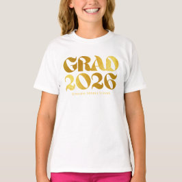 Klas van 2026 Zwart en Goud Typografie Midden T-shirt