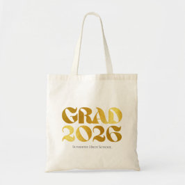 Klas van 2026 Zwart en Goud Typografie Tote Bag