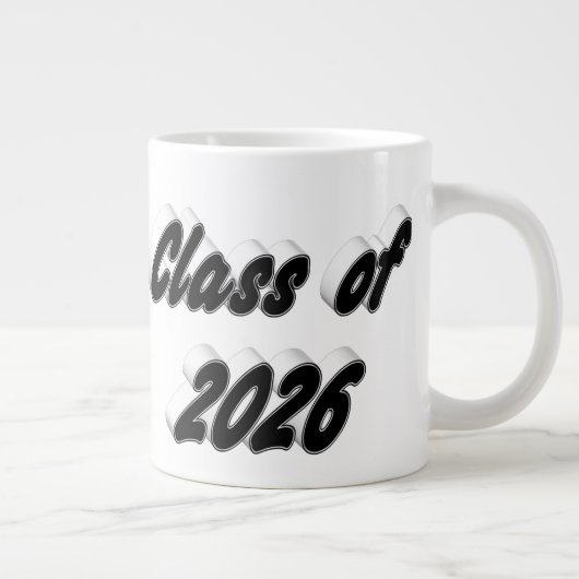 Klas van 2026 zwart lettertype afstuderen grote koffiekop (Rechts)
