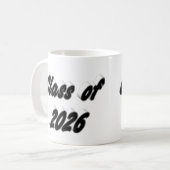 Klas van 2026 zwart lettertype afstuderen koffiemok (Voorkant links)