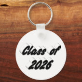 Klas van 2026 zwart lettertype afstuderen sleutelhanger (Voorkant)