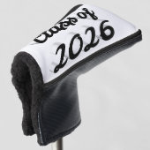 Klas van 2026 zwarte script afstudeercadeau golfheadcover (3/4 voorkant)