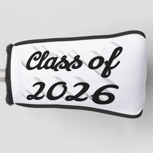 Klas van 2026 zwarte script afstudeercadeau golfheadcover (Voorkant)