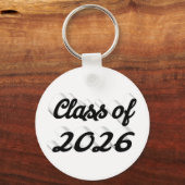 Klas van 2026 zwarte script afstudeertekst sleutelhanger (Voorkant)