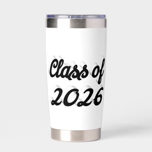 Klas van 2026 zwarte script afstuderen geïsoleerde drinkbeker (Achterkant)