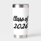 Klas van 2026 zwarte script afstuderen geïsoleerde drinkbeker (Voorkant)