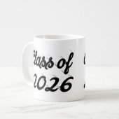 Klas van 2026 zwarte script afstuderen koffiemok (Voorkant links)