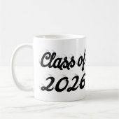 Klas van 2026 zwarte script afstuderen koffiemok (Links)