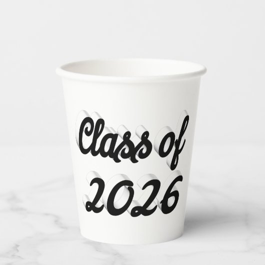 Klas van 2026 zwarte script afstuderen papieren bekers (Voorkant)