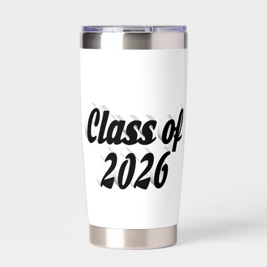 Klas van 2026 zwarte tekst afstuderen geïsoleerde drinkbeker (Voorkant)