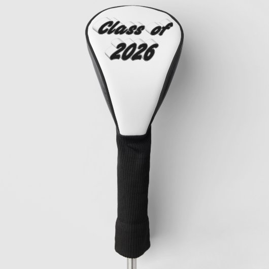 Klas van 2026 zwarte typografie  afstuderen  golfheadcover (Voorkant)