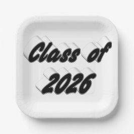 Klas van 2026 zwarte typografie afstuderen papieren bordje