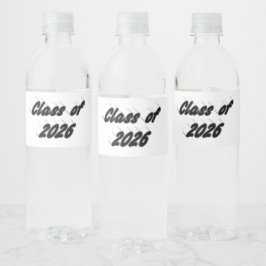 Klas van 2026 zwarte typografie afstuderen  waterfles etiket