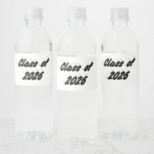 Klas van 2026 zwarte typografie afstuderen waterfles etiket (Flessen)