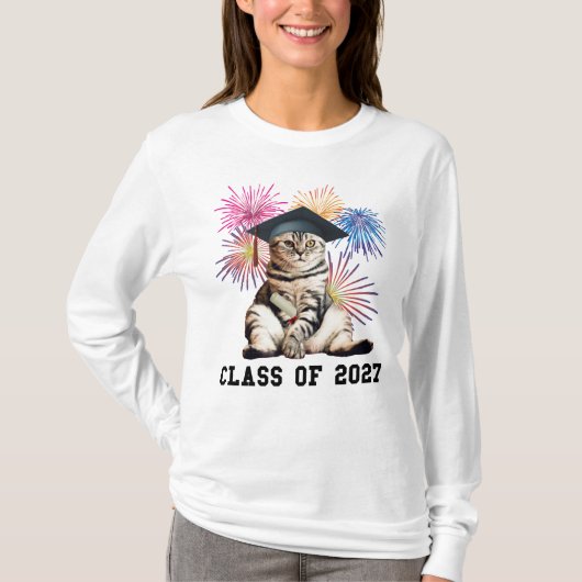 Klas van 2027 kattenliefhebber t-shirt (Voorkant)