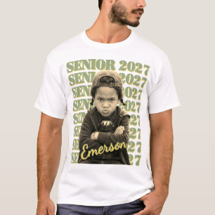 Klas van 2027 Vintage Senior Foto Afstuderen T-shirt