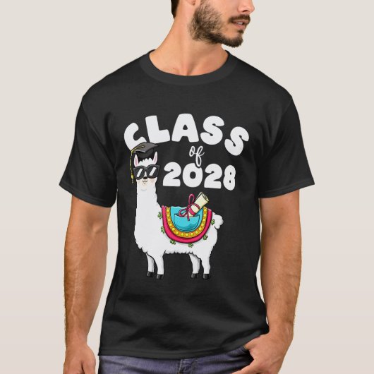 Klas van 2028 Llama Eerste Dag van 4e Klas Tee Gro T-shirt (Voorkant)