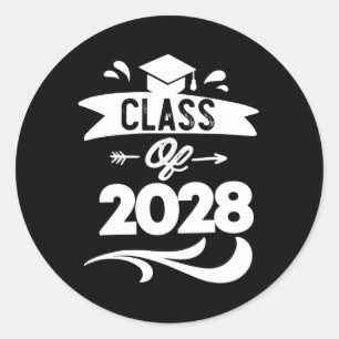 Klas van 2028 T-shirt Afstudeerklas 2028 Ronde Sticker