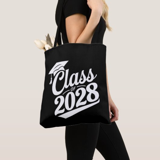 Klas van 2028 Trots Afgestudeerde Afstuderen Tote Bag (Dichtbij)