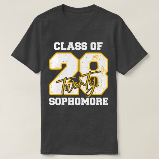 Klas van 2028 tweedejaars middelbare school terug t-shirt (Design voorkant)