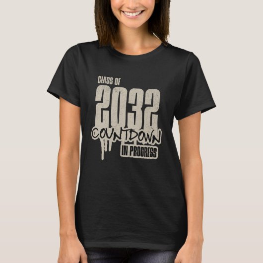 Klas van 2032 Aftelling Grappige Afgestudeerde Stu T-shirt (Voorkant)