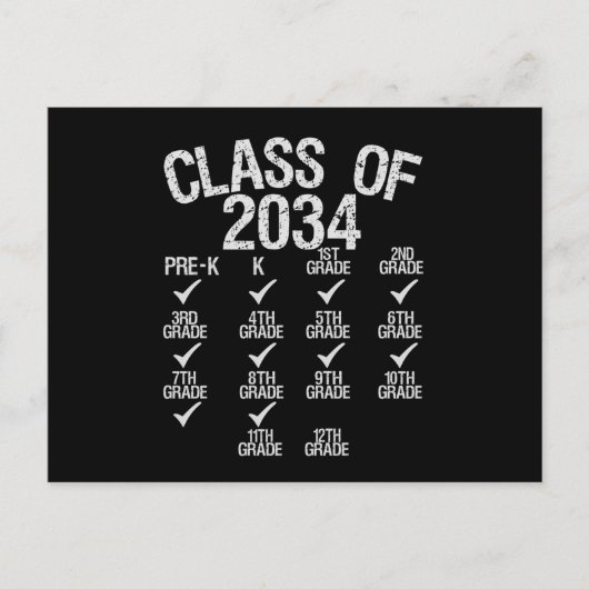 Klas van 2034 Groei met mij 8e klas afstudeercerem Aankondigingskaart (Voorkant)