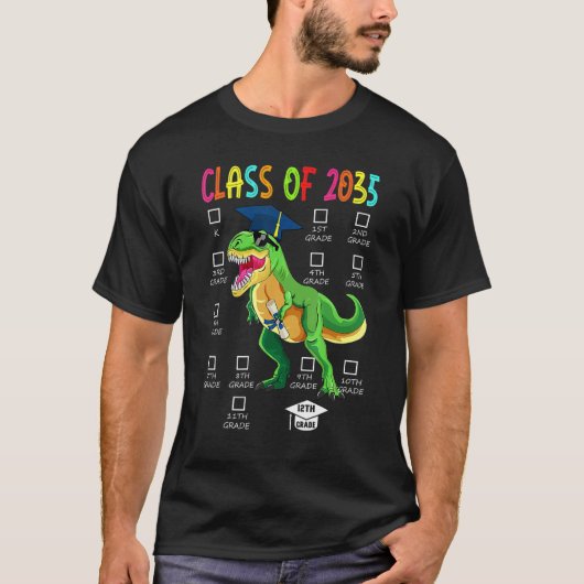 Klas Van 2035 Groei Me Pre K Kleuterschool Dinosau T-shirt (Voorkant)
