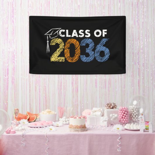 Klas van 2036 Groei Met Mij Eerste Dag Van School Spandoek (Feest)