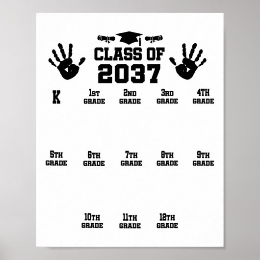Klas van 2037 Groei Met Mij Handafdruk Pre-k 12e L Poster (Voorkant)