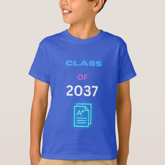 Klas van 2037 met rapportcijfer t-shirt (Voorkant)