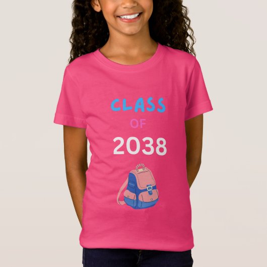 Klas van 2038 met rugzak t-shirt (Voorkant)