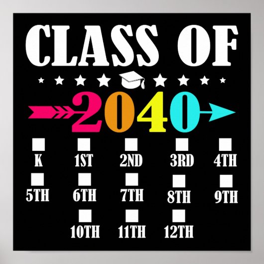 Klas van 2040 Afstuderen 12e klas Kleuterschool Poster (Voorkant)