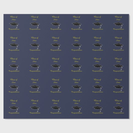Klas van 20xx Blauw Gouden Afstudeercadeau Verpakk Cadeaupapier (Vlak)