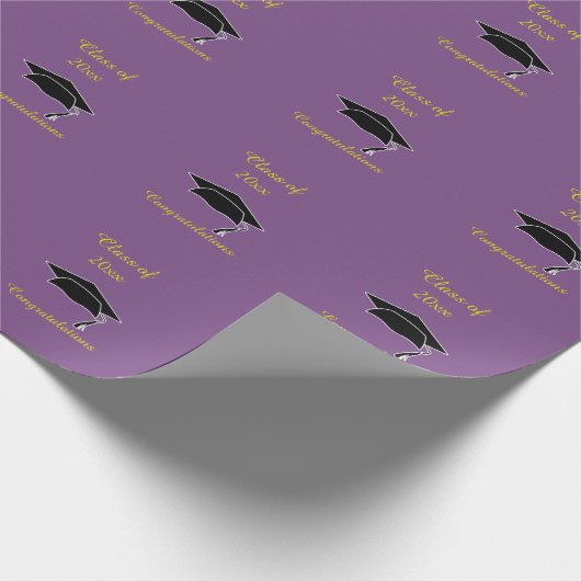 Klas van 20xx paarse gouden afstudeercadeauverpakk cadeaupapier (Hoek)