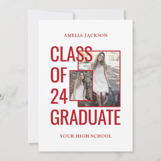 Klas van '25 foto's Rood & Wit Open Huis Kaart (Voorkant)