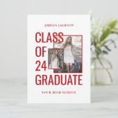 Klas van '25 foto's Rood & Wit Open Huis Kaart (Staand voorkant)