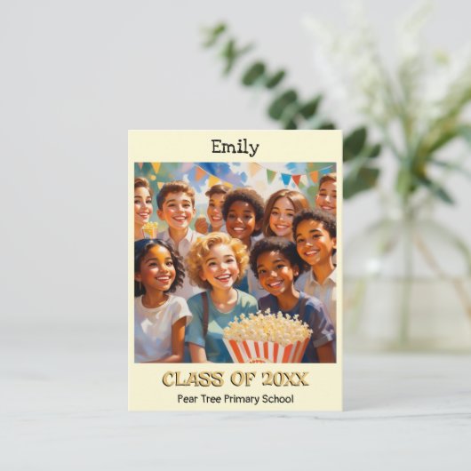 Klas van de basisschool afgestudeerd in  briefkaart (Staand voorkant)