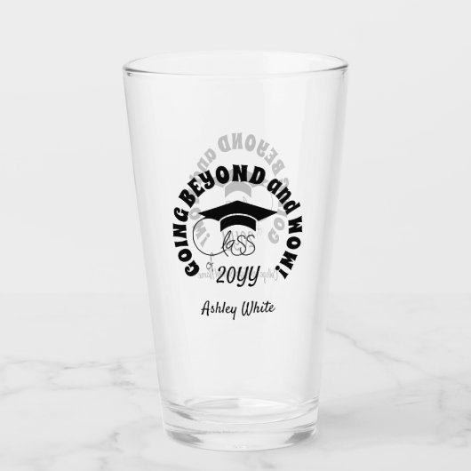 Klas van-Inspirerende Spreuk-Afgestudeerd Zwart Glas (Voorkant)