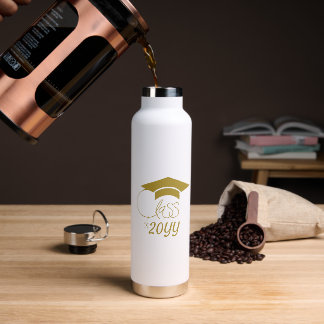 Klas van -Inspirerende Spreuk-Modern Goud Waterfles